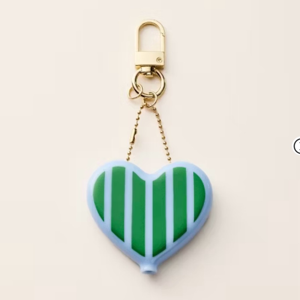 NWT Striped Heart Coin Purse Bag Charm - kate spade new york x Target Green/Blue - Picture 2 of 3